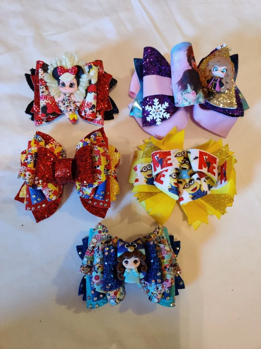 Girls' Yellow Minions Print Layered Hair Bow Clip
